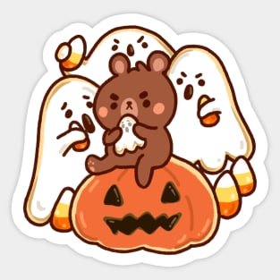 Halloween Bear Eating Ghost Sugar Cookies and Pumpkin Treats Sticker